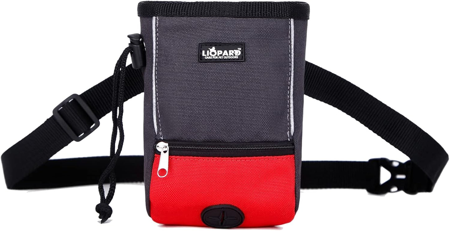 LIOPARD Dog Treat Pouch, Slanted Opening, Ideal for Dog Walking & Training (Red)