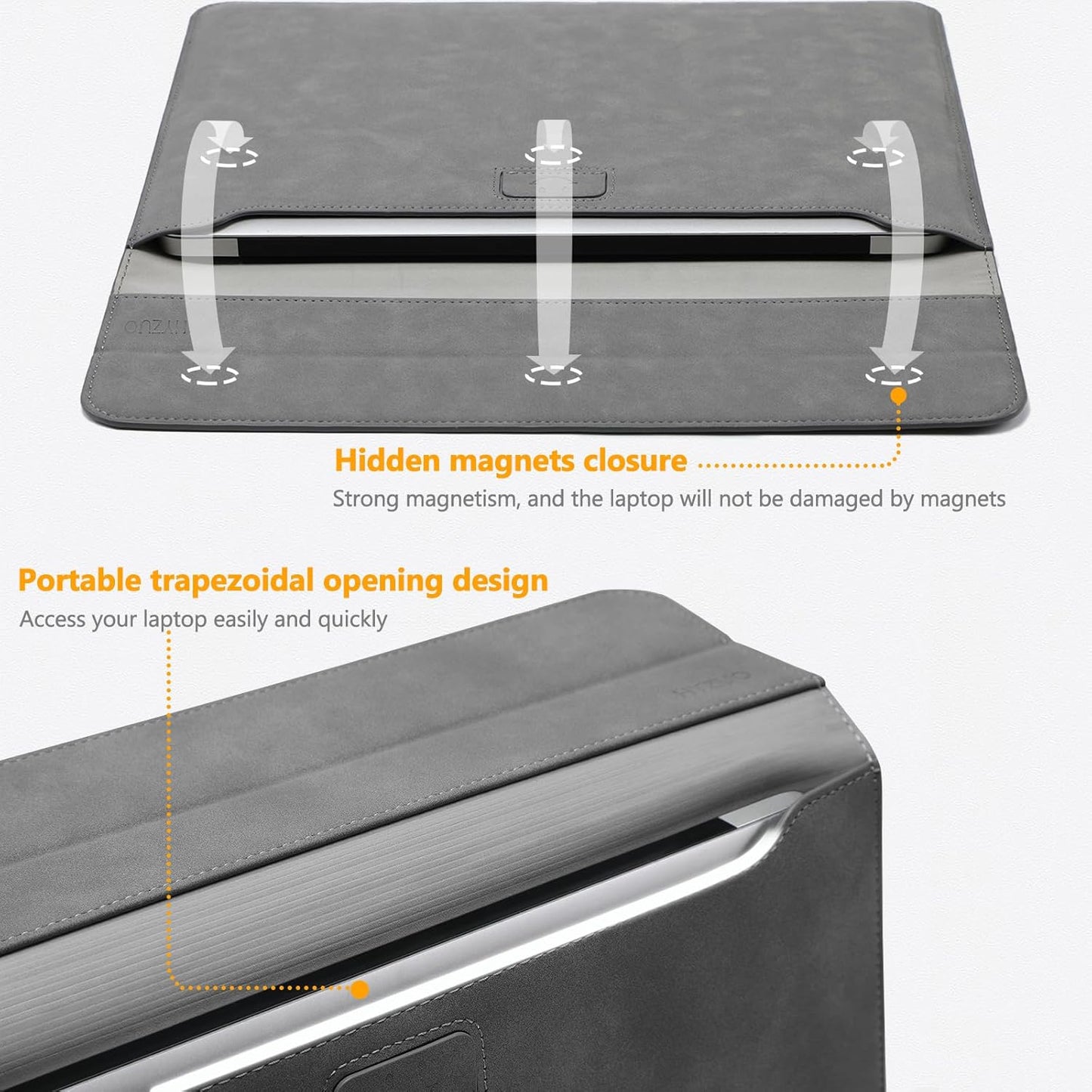 HYZUO 15 Inch Laptop Sleeve Case with Stand for MacBook Air 15 M4 A3241 M3 A3114 M2 A2941 2025-2023, 15" Surface Laptop 7/6/5/4, MacBook Pro 15 A1990 A1707 2019-2016, with Pouch, Dark Gray
