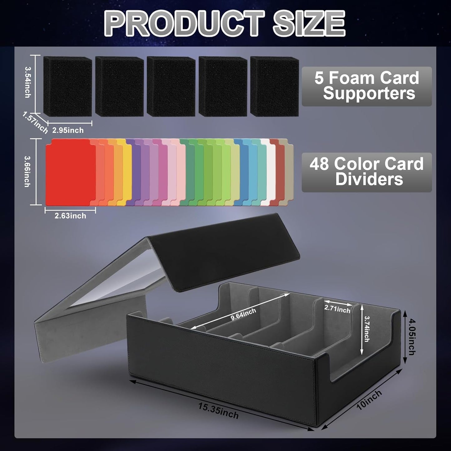 AOBOPLE Trading Card Storage Box,3900+Card Box Storage with 48 Dividers and 5 Foam Supporters PU Leather Magnetic Card Box for MTG,TCG, Magic and Sport Cards,Great Gift for Card Collectors