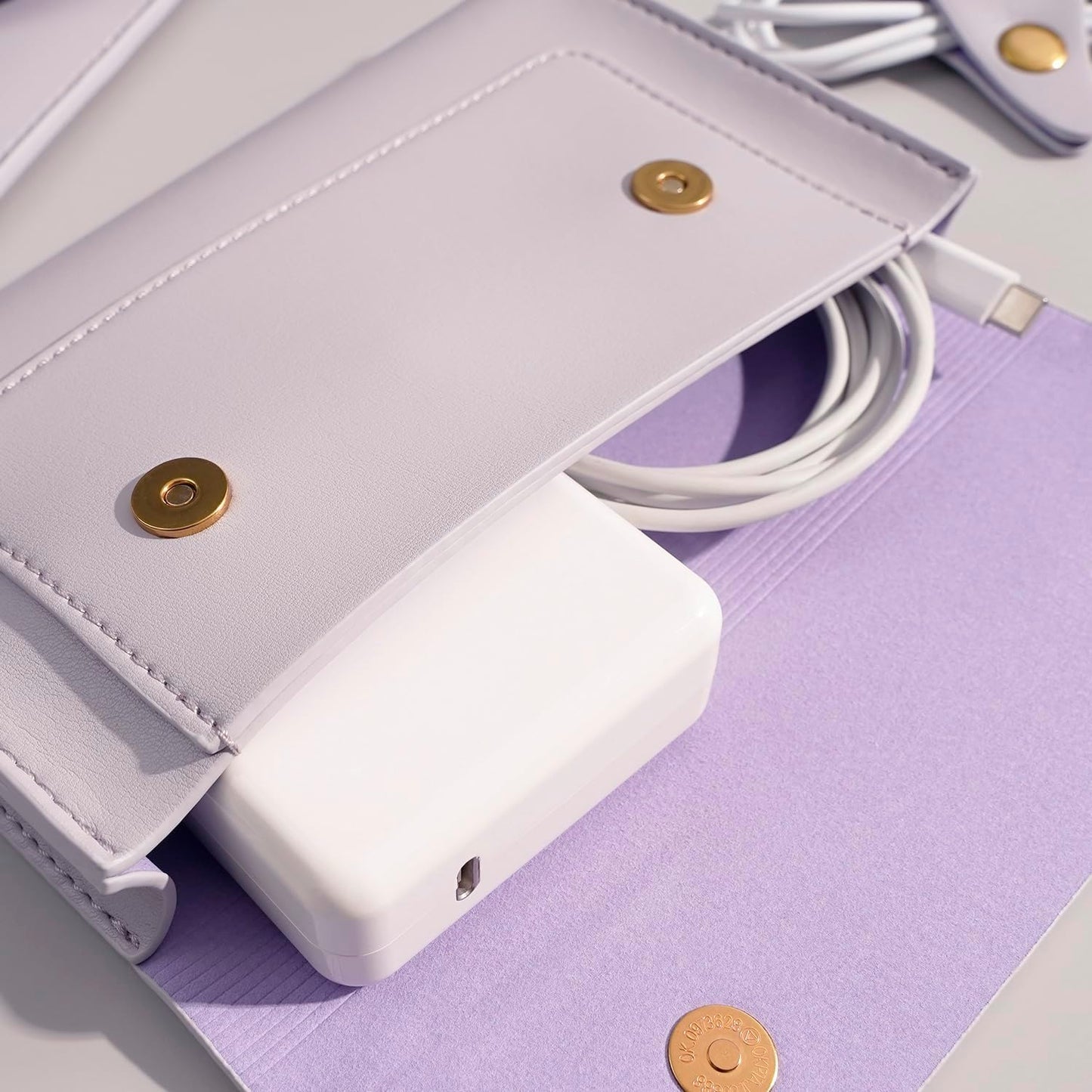PU Leather Laptop Sleeve 16 Inch Compatible with New MacBook Pro 16 A2991 A2780, MacBook Pro 15, Surface Book 15, Dell XPS 15 with Small Pouch, Mouse Pad and Cord Organizer Color Light Purple