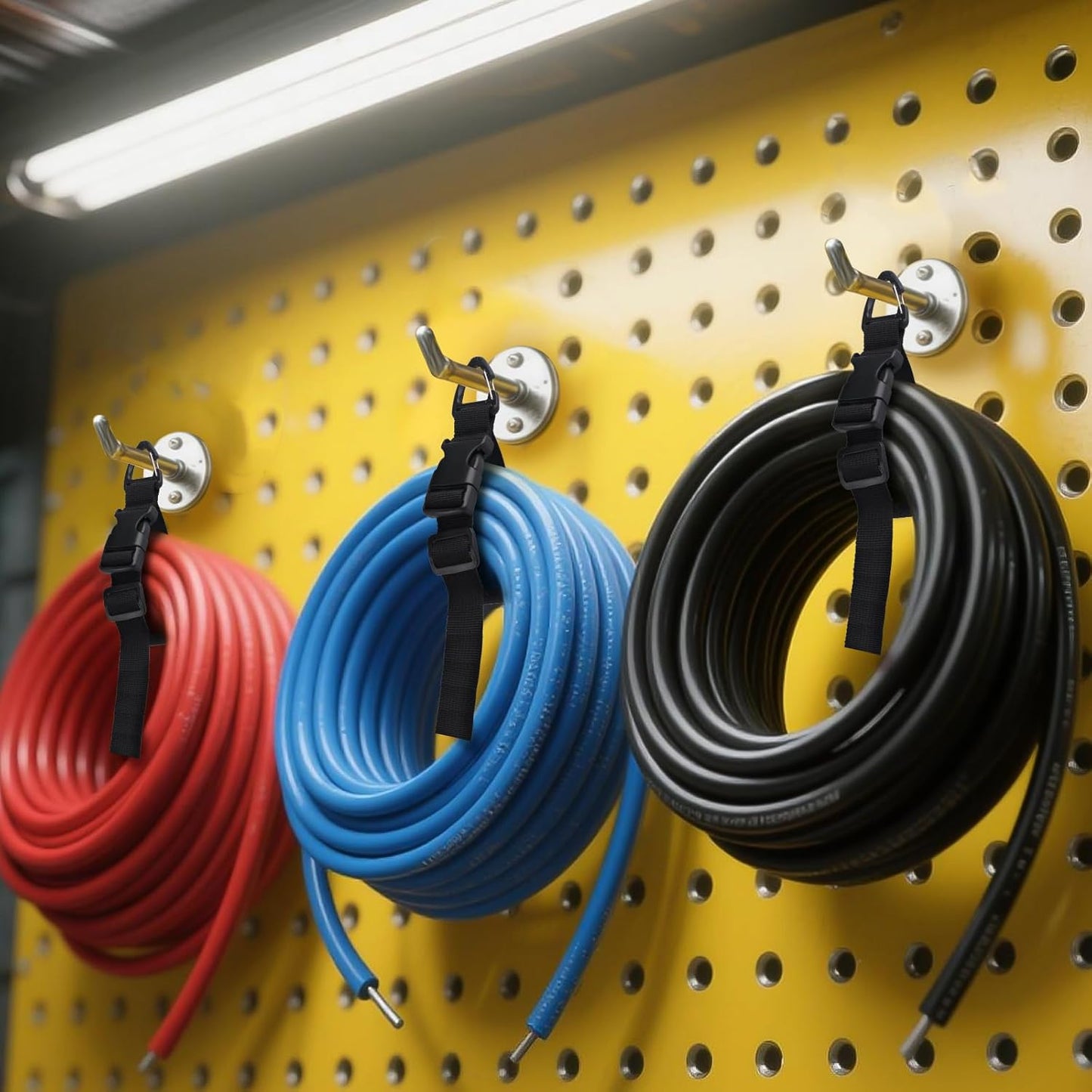 17 Inch Extension Cord Holder Organizer with Triangle Clips for Garage Organization and Storage, Adjustable Heavy Duty Storage Straps for Men Workshop (6)