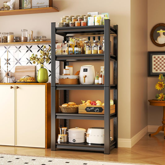Storage Shelves, Garage Metal Shelving Unit, Adjustable, Double-Layer Column with Reinforced Ribs, Heavy-Duty, Capable of Bearing 3000 lbs, Suitable for Garage, Warehouse, Kitchen Storage