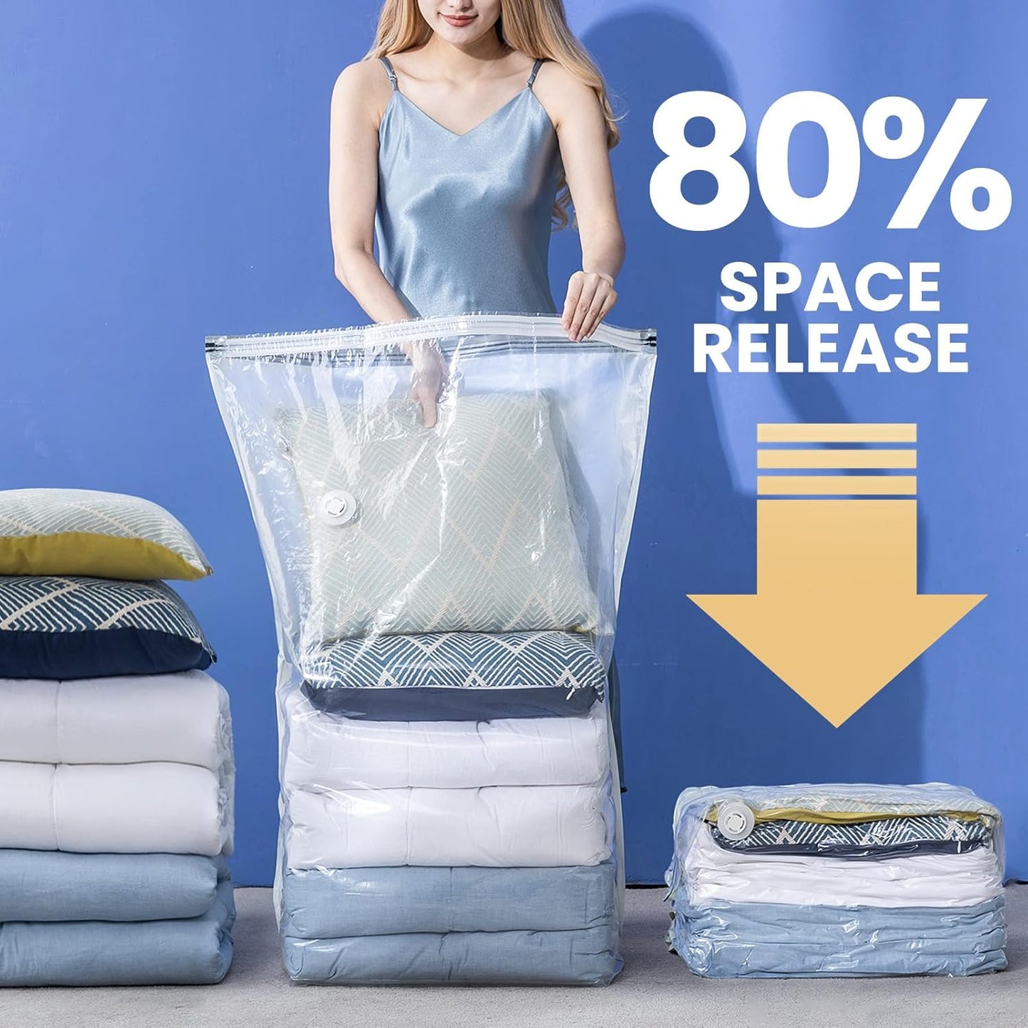 6 Pack Vacuum Storage Bags, Jumbo Cube 31x40x15 Inch, Extra Large Vacuum Seal Bgas for Comforters, Blankets, Pillow, Quilts, Space Saver Clost Oragnization-Clear