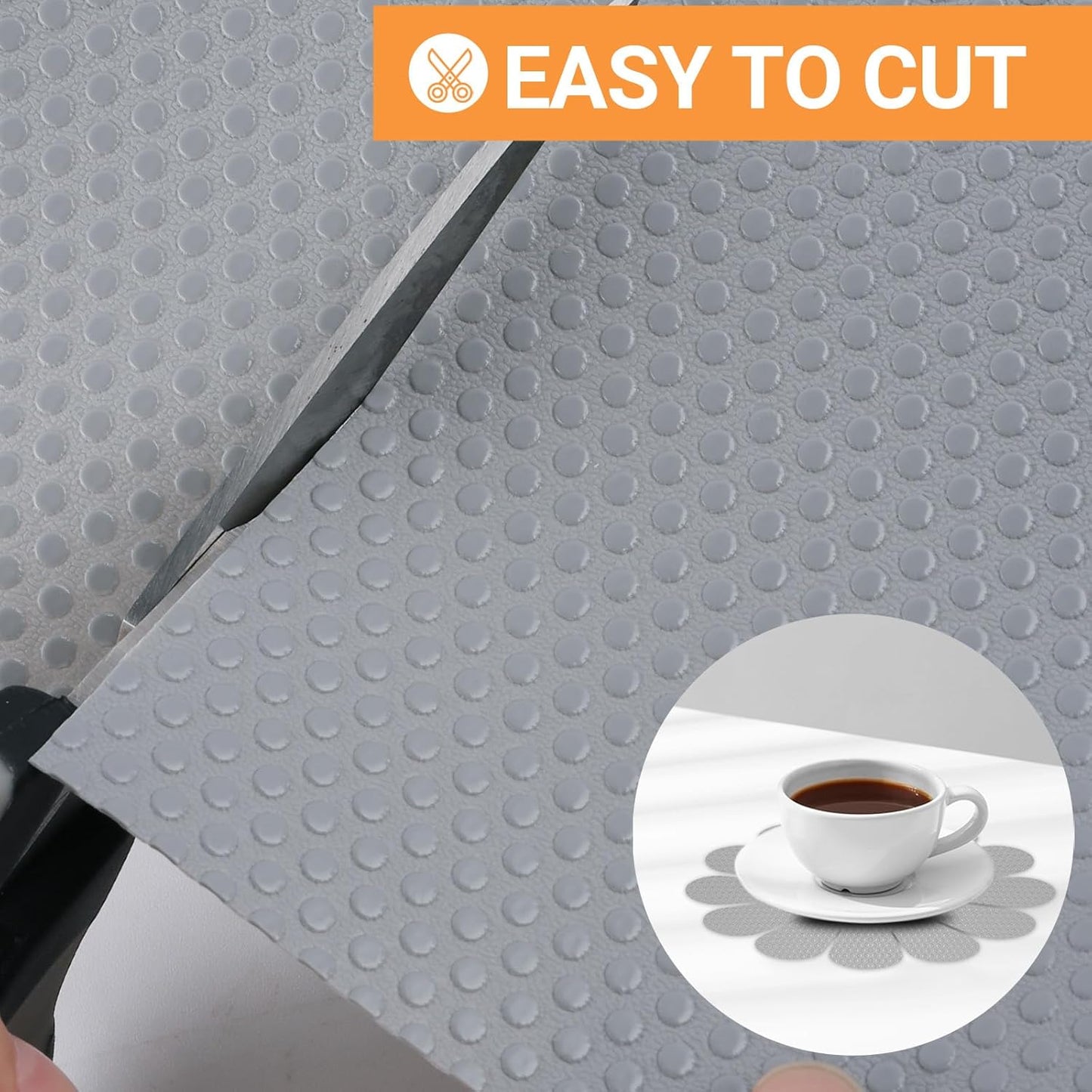 Cabinet Shelf Liner 17.7-inch Wide: Waterproof Kitchen Cabinets Liners Light Gray - 17.7 Inch x 25 FT Non-Adhesive Easy to Cut Drawer Mat for Pantry Shelves