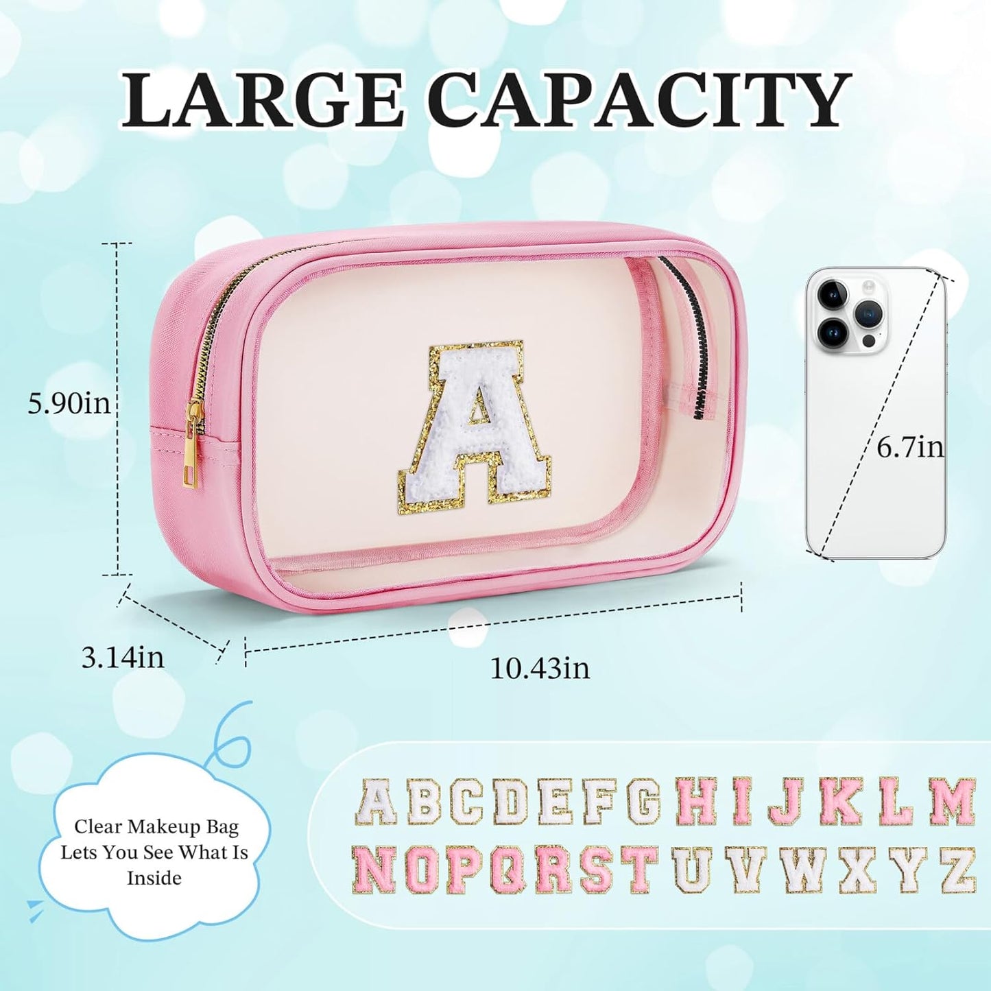 YOOLIFE Christmas Gifts for Grandkids Teacher Gift Travel Toiletry Bag Clear Makeup Bag Travel Essentials Christmas Gifts for Girls Teen Girlfriend Kids Birthday Gift Stocking Stuffers Pink M