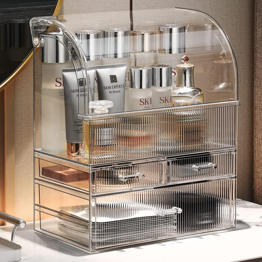 MOOCHI Professional Large Cosmetic Makeup Organizer Bathroom Storage Display Case with Drawers