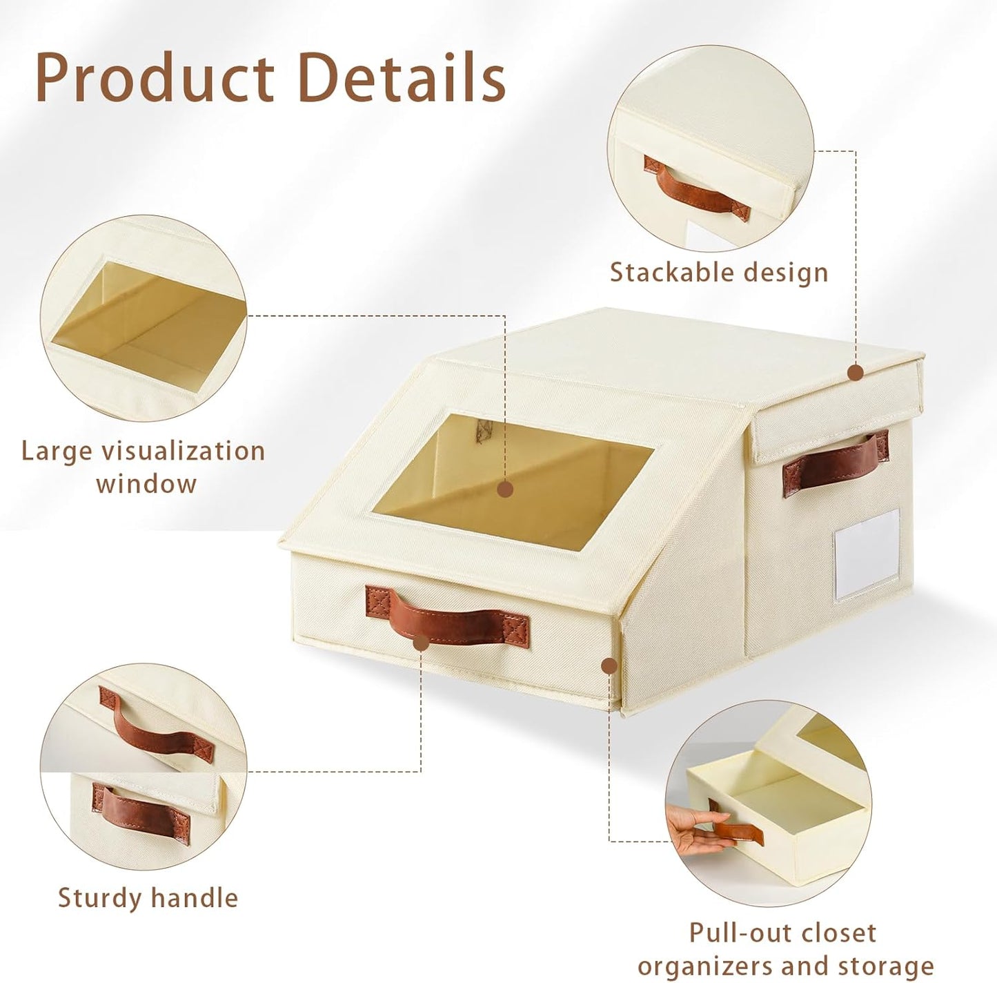 Closet Organizers and Storage, Stackable Closet Drawers, Fabric Closet Storage Bins, Foldable Linen Closet Organizer for Underwear, Clothes, Hat Storage,Wardrobe Space-Saving