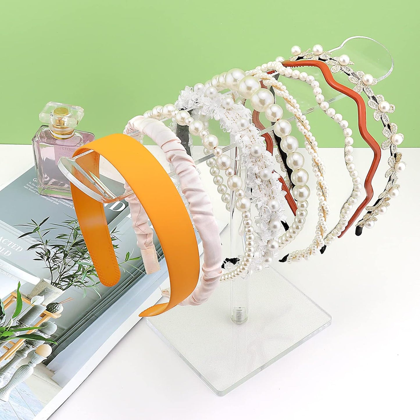 Bigfety Acrylic Headband Holder, Hair Accessories Organizer Clear Stand for Girls