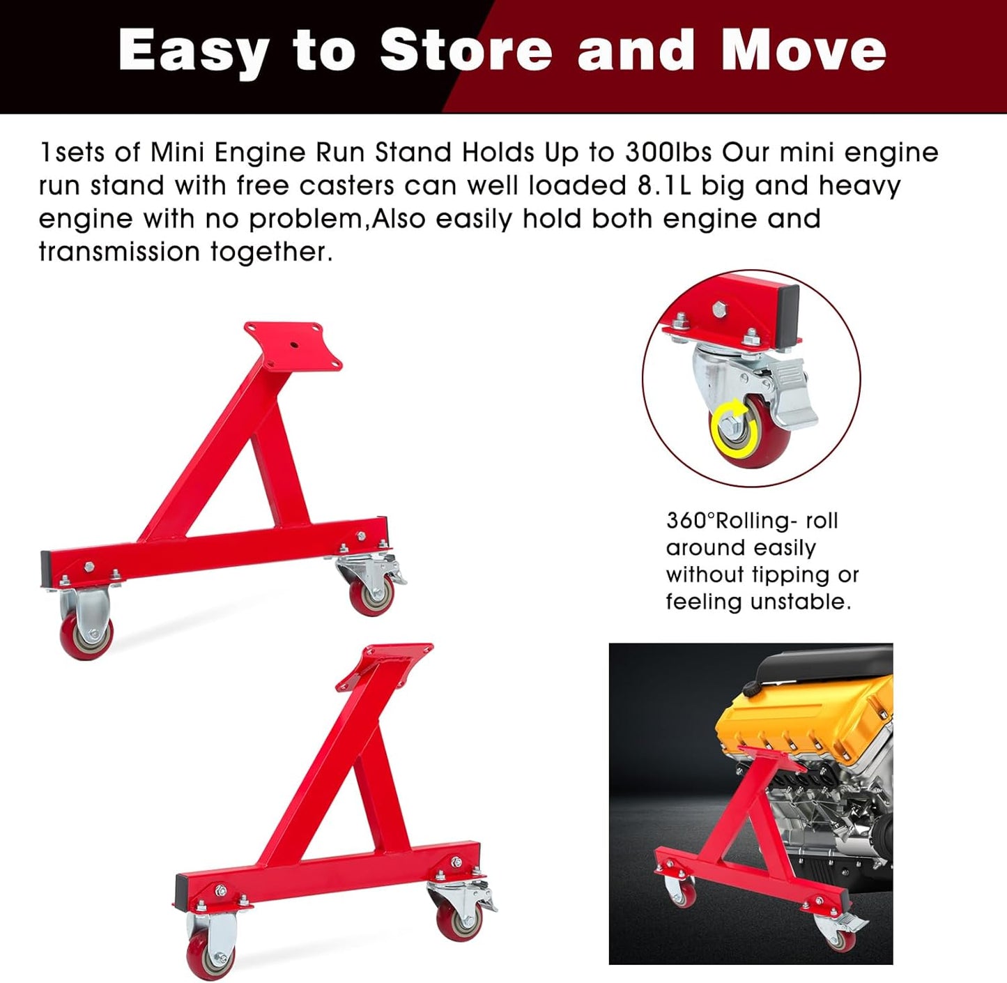 Rolling Engine Storage Stand Fits GM Chevy V8 LSx