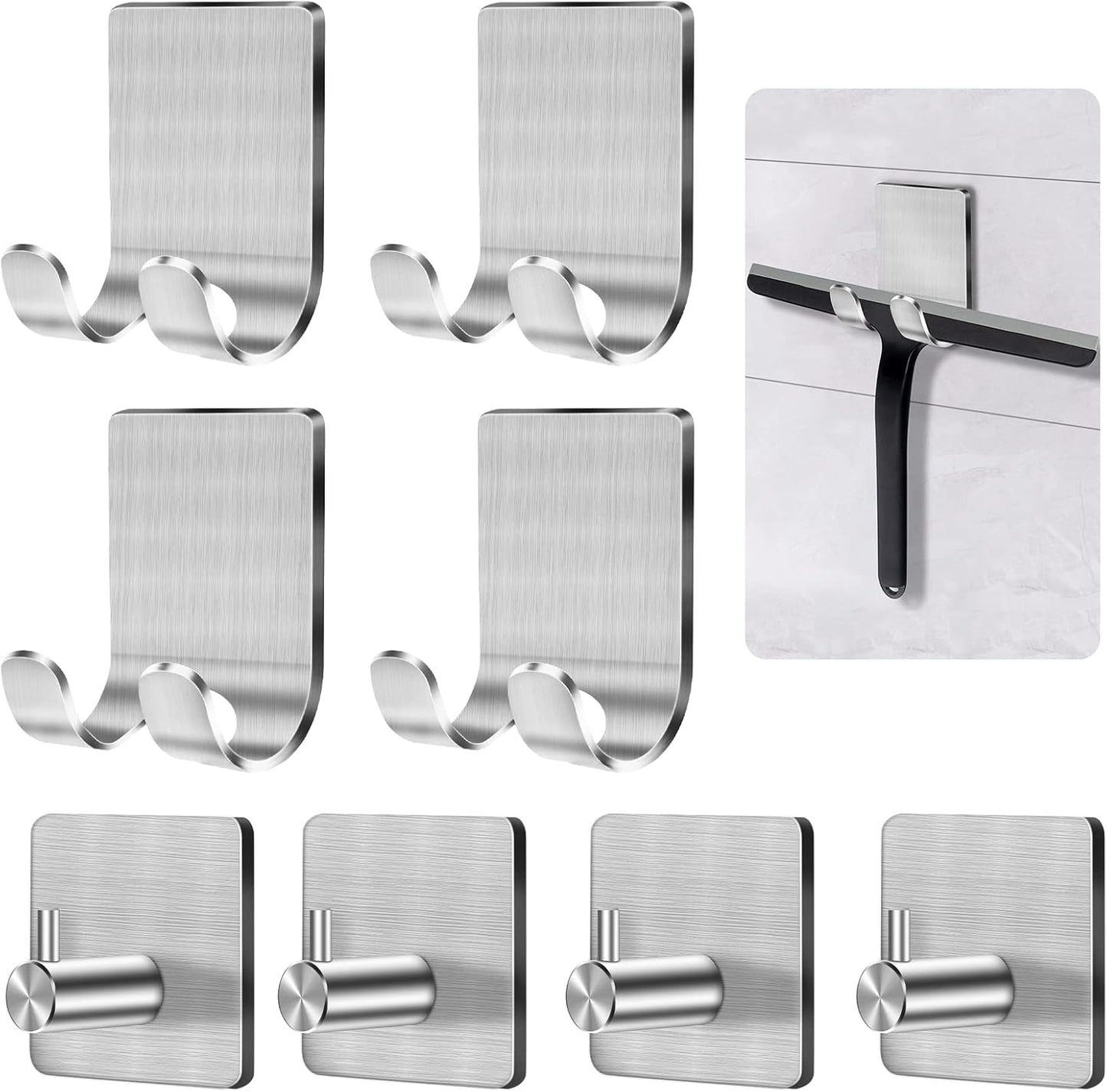 CGBE Razor Holder for Shower - 4 Packs Holder and Hooks, Self Adhesive Shaver Holder Hanger for Bathroom, Damage Free Wall Hooks for Razor Shaver Loofah Sponge