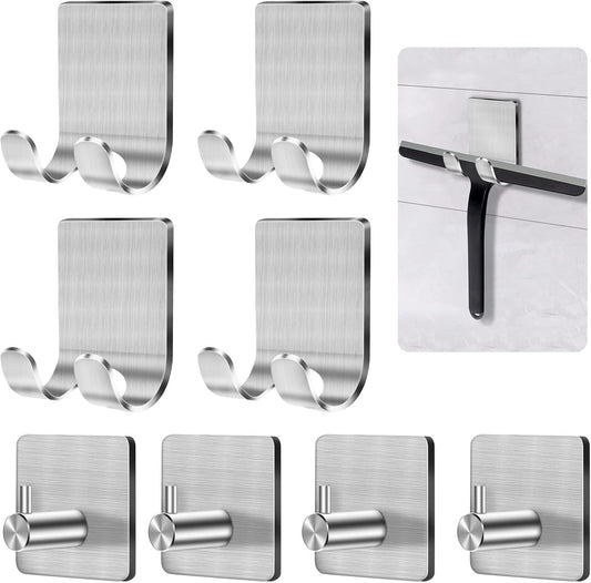 CGBE Razor Holder for Shower - 4 Packs Holder and Hooks, Self Adhesive Shaver Holder Hanger for Bathroom, Damage Free Wall Hooks for Razor Shaver Loofah Sponge