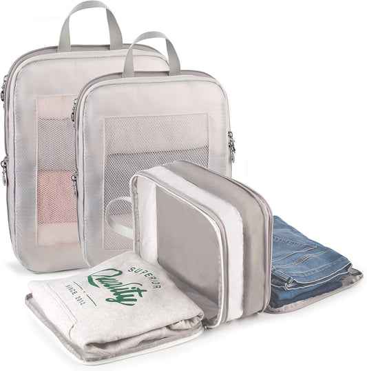 Expandable Double-Sided Compression Packing Cube，3 Set Lightweight Double Deck Organizer Bag Carry on Luggage Backpack Suitcases，Women Travel Accessories for Separate Clean and Dirty Clothes