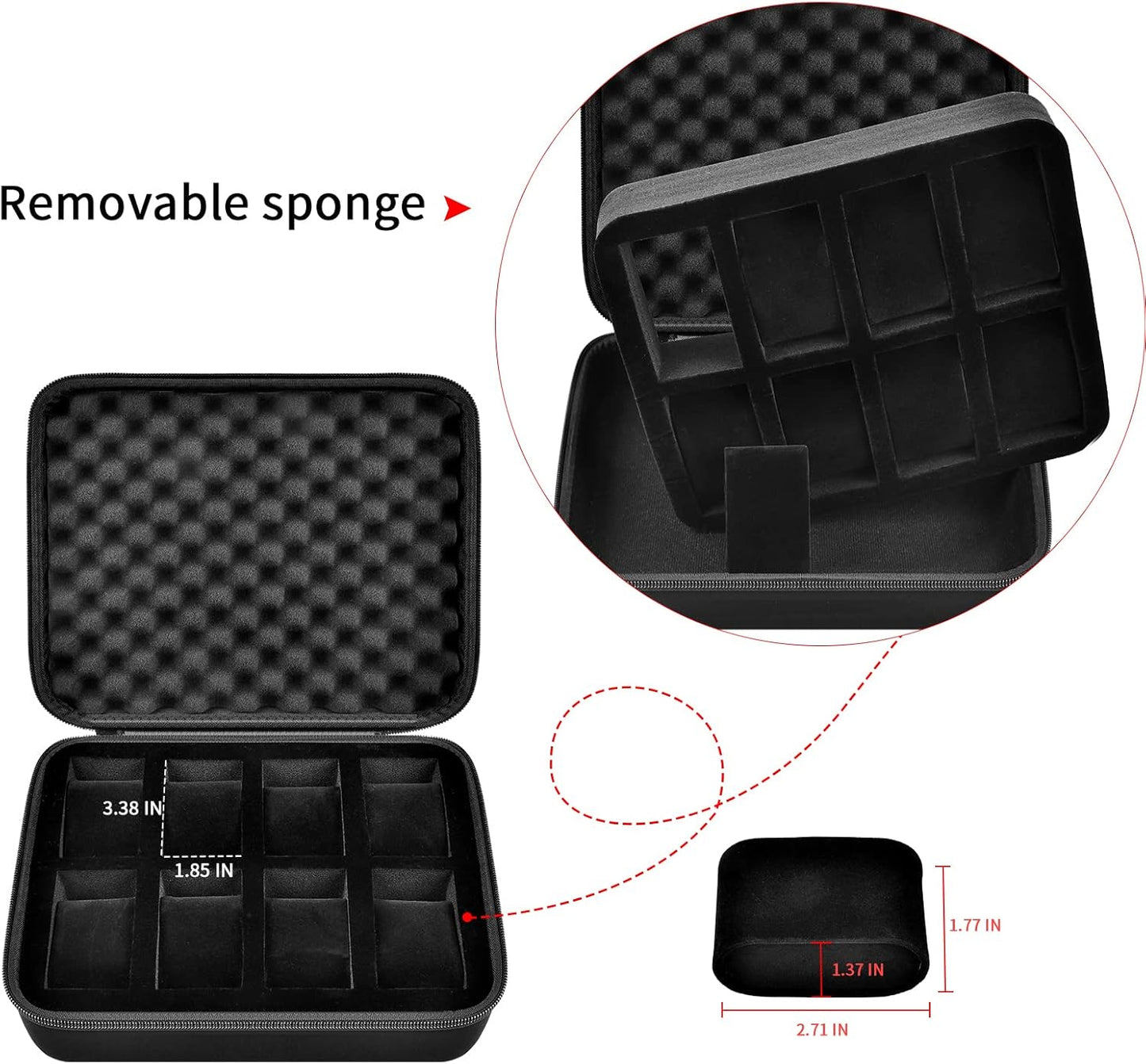 Comecase 8 Slots Watch Box Organizer/Men Watch Display Storage Case Fits All Wristwatches and Smart Watches up to 42mm - Black
