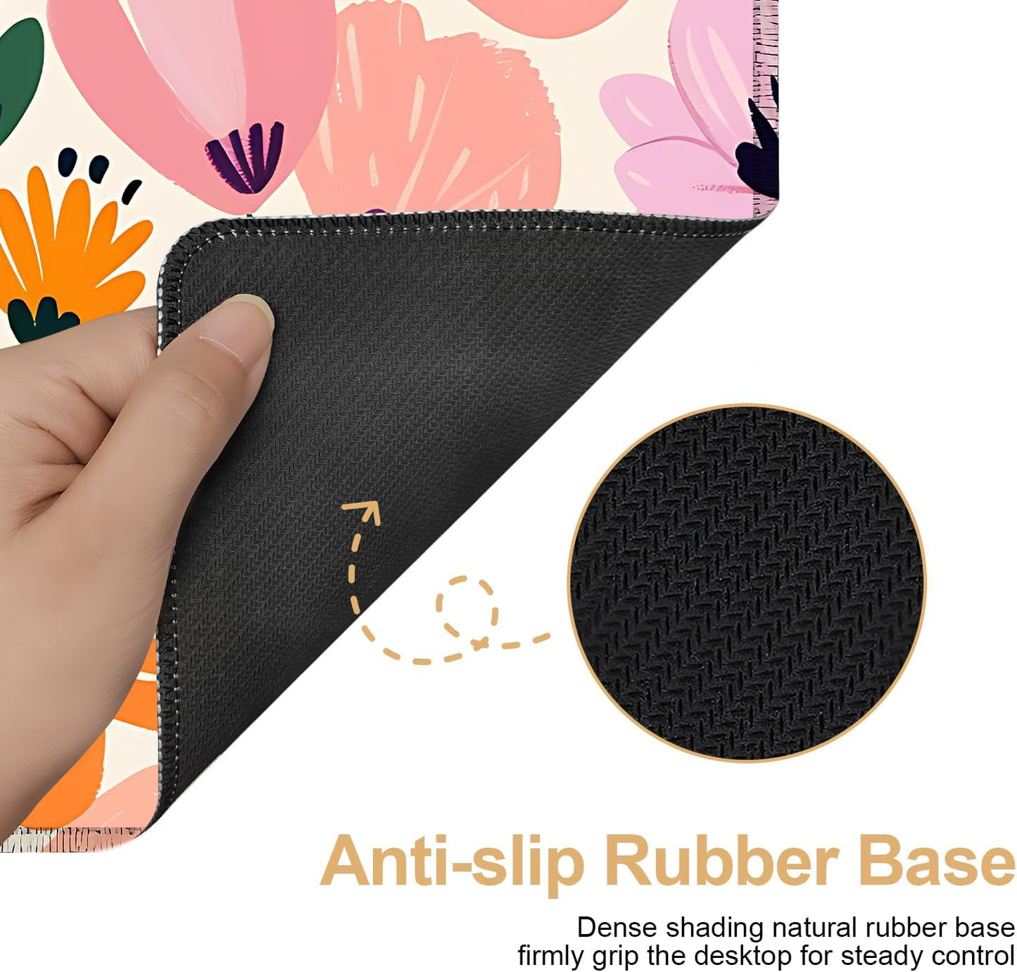 Large Mouse Pad, Floral Garden Desk Mat, Extended Gaming Mouse Pad with Non-Slip Rubber Base, Thick 3mm Smooth Surface Keyboard Mat for Office & Home,35.5 x 15.8 in