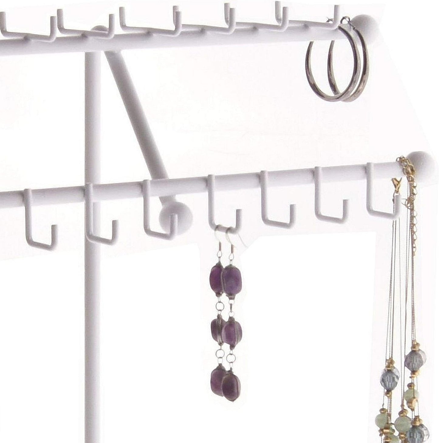 Angelynn's Sturdy Extra Long Necklace Holder Organizer Tall Tabletop Pendant Display Stand, Freestanding Large Capacity Jewelry Tree, Sharisa White 11 3/4" Wide x 16 1/2" Tall