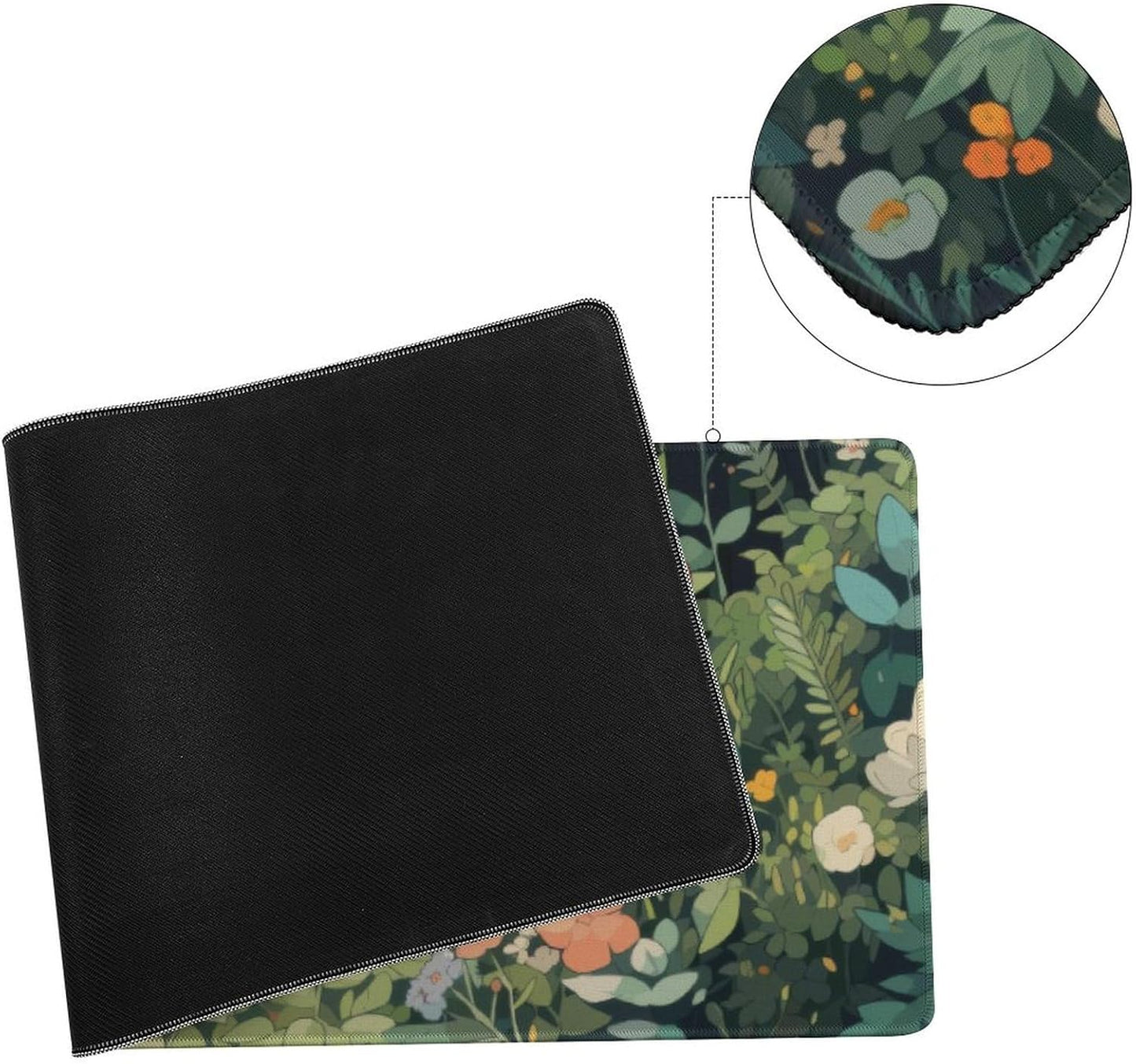 Cat Hiding in Flowers Large Mouse Pad, Anime Style Gaming Desk Mat, XL Keyboard Desk Pad Mat for Desktop, 31.5"x11.8" Non-Slip Base Big Mousepad with Stitched Edges