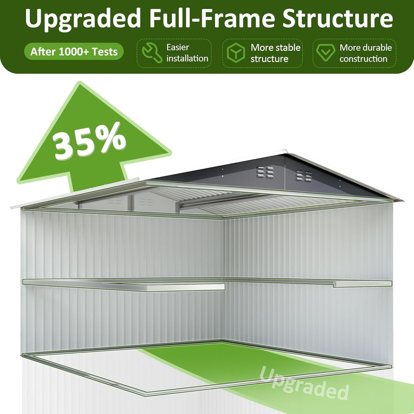 10x10 FT Outdoor Storage Shed, Metal Tool Garden Shed with Updated Frame Structure and Lockable Doors, Ideal for Backyard Garden Patio Lawn, Grey