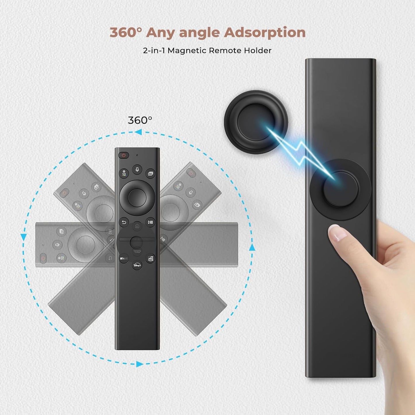 4Pcs Magnetic Remote Control Holder, Upgrades Silicone Wall Mount Self-Adhesive Remote Control Stand, Organizer Storage for Air Conditioner & TV Remotes, Caddy Back of Televisions (Black)