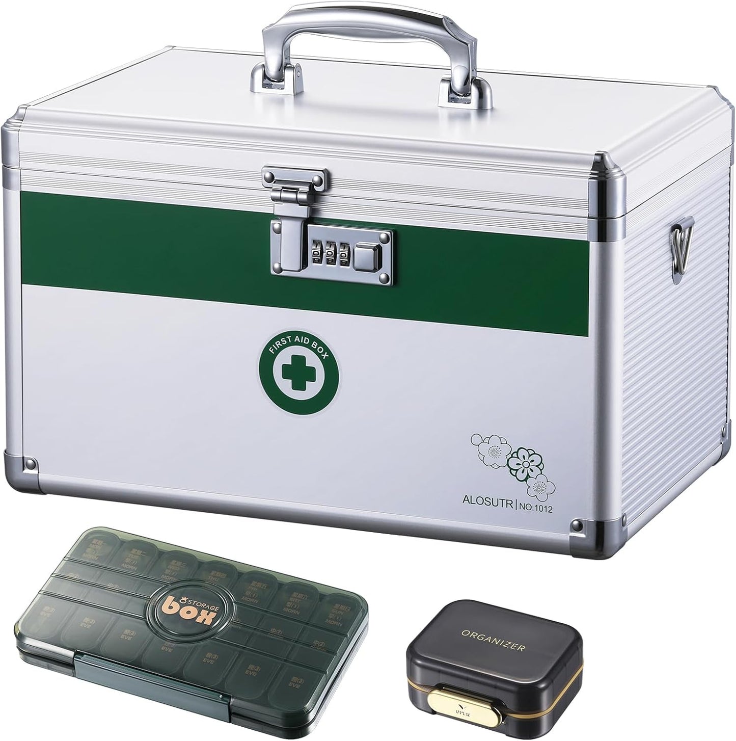 Medication Lock Box with Combination Lock, 12 x7.6 x7.8 inches - Medium, Medical Box Organizer