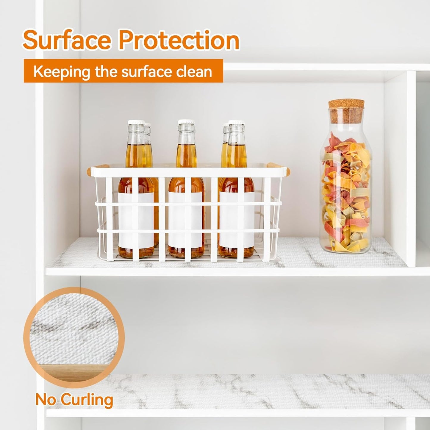 Shelf and Drawer Liner for Kitchen Cabinets Non-Adhesive, Strong Grip Non-Slip Thickened Cabinet Liners for Shelves, Waterproof Mats for Dresser Cupboard, Marble, 17 in x 20 Feet