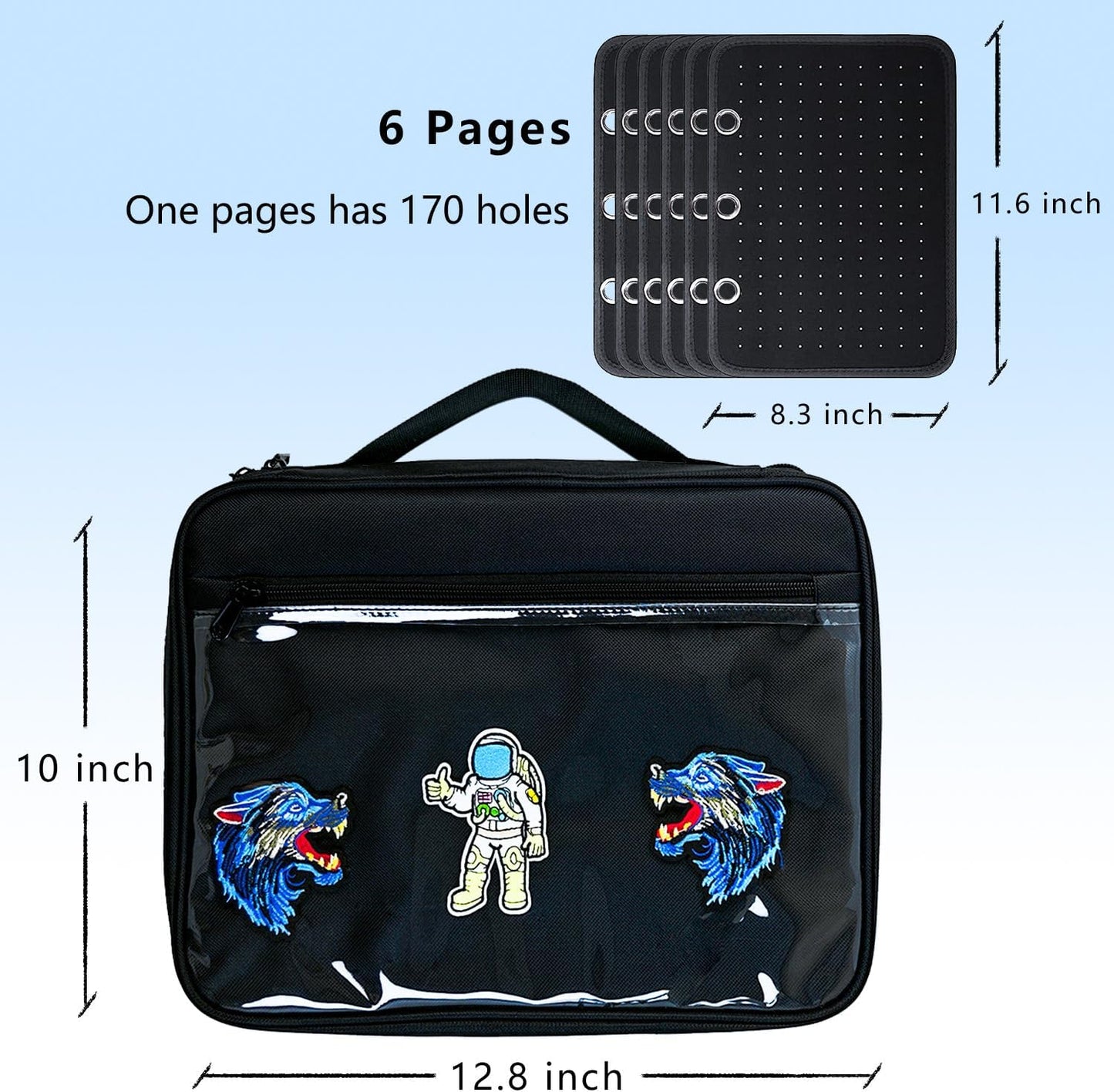 Black 6 Binder Enamel Pin Display Bag,Pin Books For Collectors,Pins Board Storage Organization Box Can Holds Pins, Brooches,Paper Clips,Sports medal.(Black 6 Binder,Without Accessories)