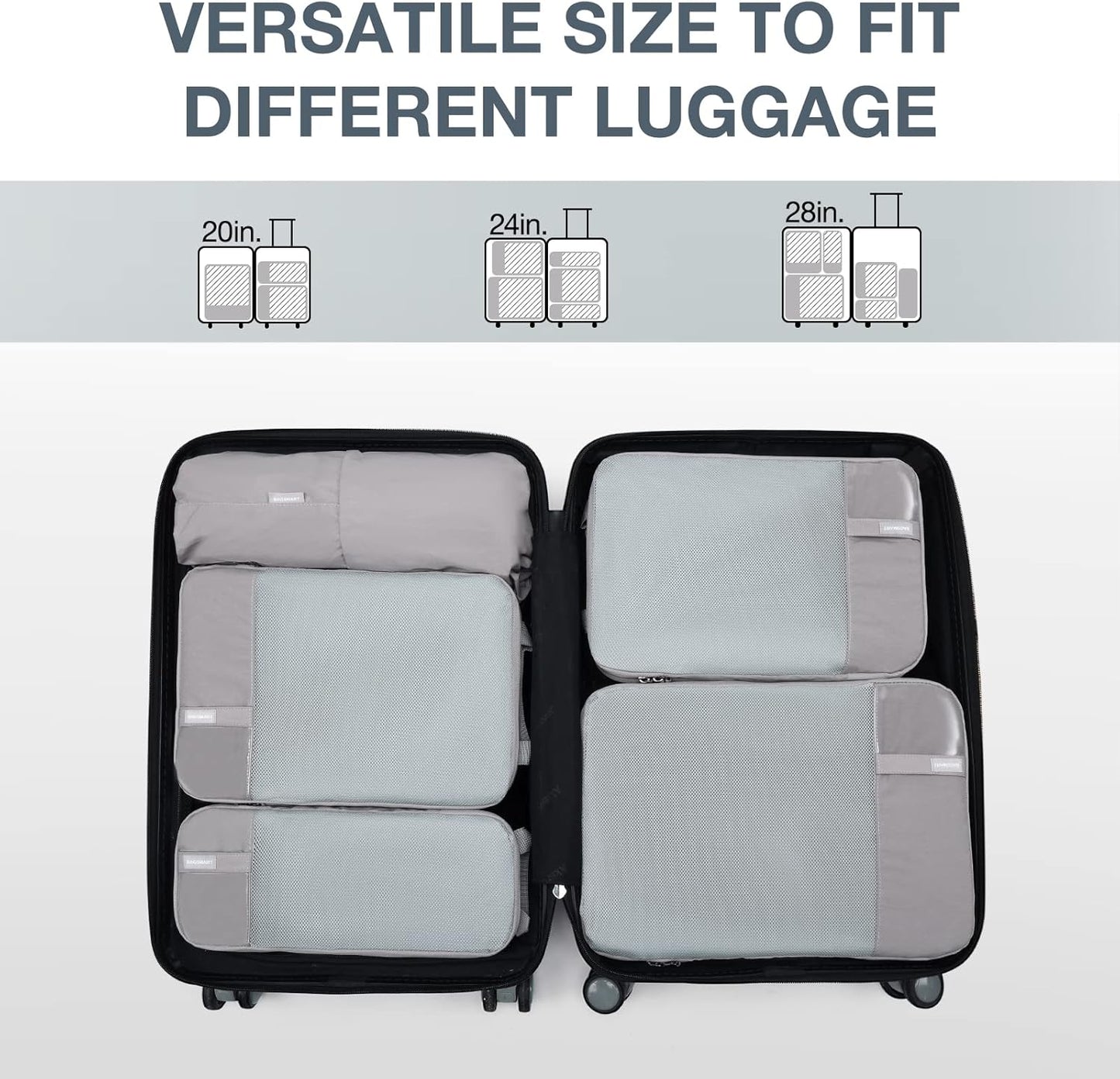 BAGSMART 6 Set /4 Set/2 Set Compression Packing Cubes for Travel, Lightweight Luggage Organizer Bags, Durable Space Saver Bags Travel Essentials