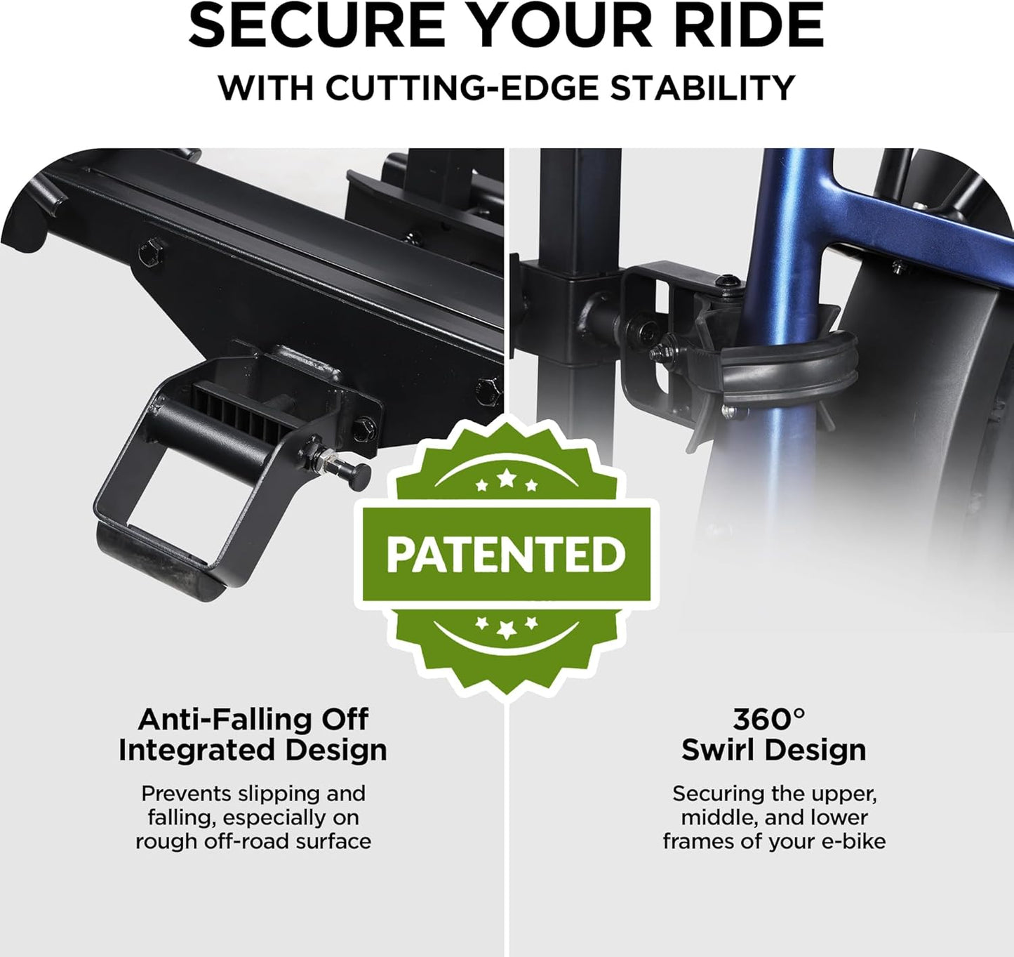 Hitch Mount 2 EBike Rack, 200 lbs Capacity Electric Bike Carrier Foldable Platform Mount, Up to 5-inch Fat Tire Bicycle for 2'' Receiver Cars Trucks SUVs Minivans RV, Trailer