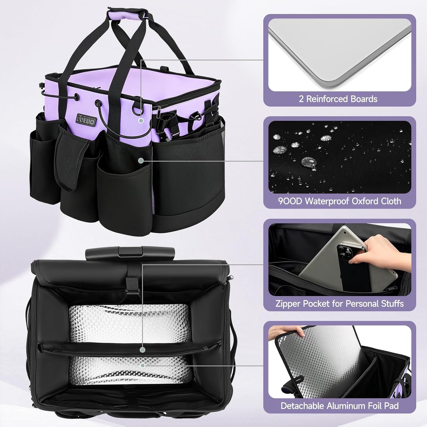 Large Cleaning Caddy for Cleaning Supplies Organizer, Rolling Cleaning Caddy Bags with Wheels for Housekeepers, Cleaning Carts on Wheels for Home Car Office Picnic
