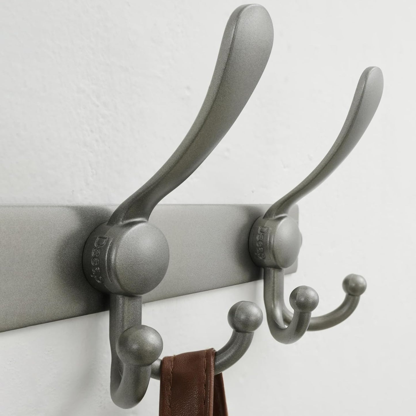 Dseap MaxStrong 2.0 Coat Rack Wall - 37” Long 10 Tri Hooks - Ultra Heavy-Duty Stainless Steel Wall Mount Coat Hanger, Hook Rail for Clothes Hats Jacket Towels Grey