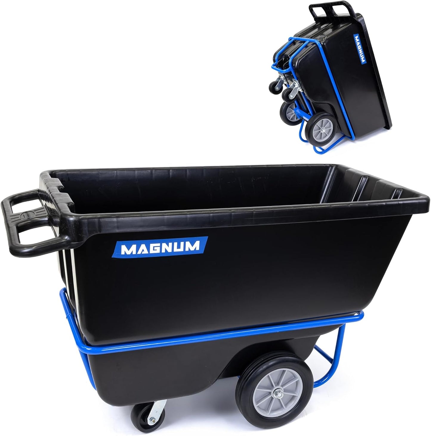 Tilt Truck, 1/2 Cu. Yd. Capacity Dump Cart with Heavy Duty 12” Wheels & 5” Casters & Forklift-able Frame for Jobsites, 850 lbs, Trash Cart with Wheels DUC12T-F-02PK (2-Pack)