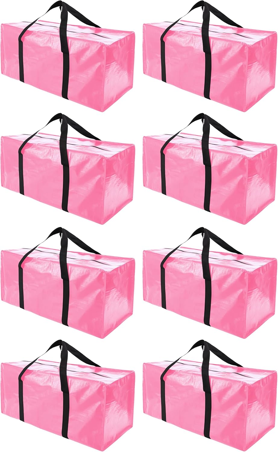 Extra Large Moving Bags with Zippers & Carrying Handles, Heavy-Duty Storage Tote for Space Saving Moving Storage, Fold Flat, Alternative to Box and Bin - 8 Pack, 40 Gal, Pink