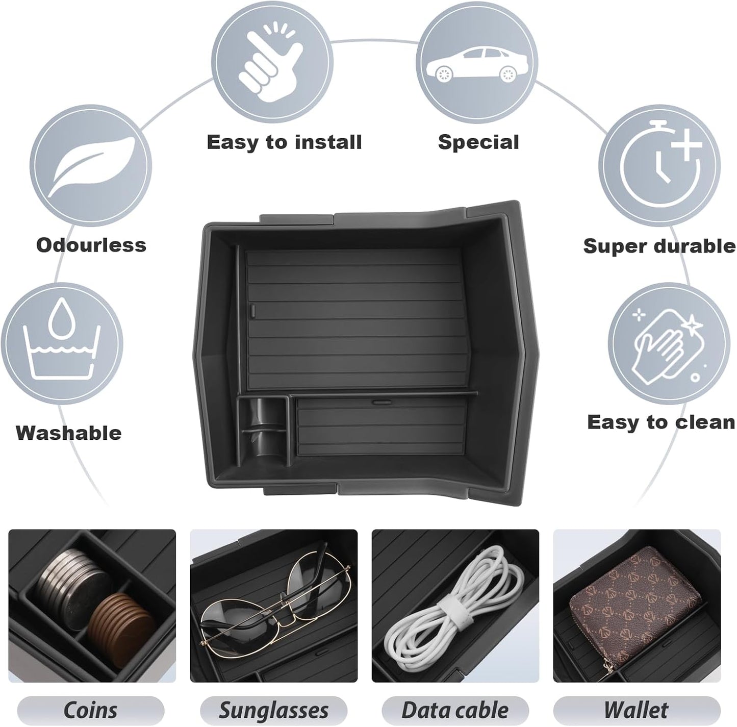SKTU 2-Pack for 2025 2026 Subaru Forester Center Console Organizer for 2025 2026 Subaru Forester (Base/Premium/Sport/Limited/Touring) Console Tray Subaru Forester 2025 2026 Accessories Double Layers