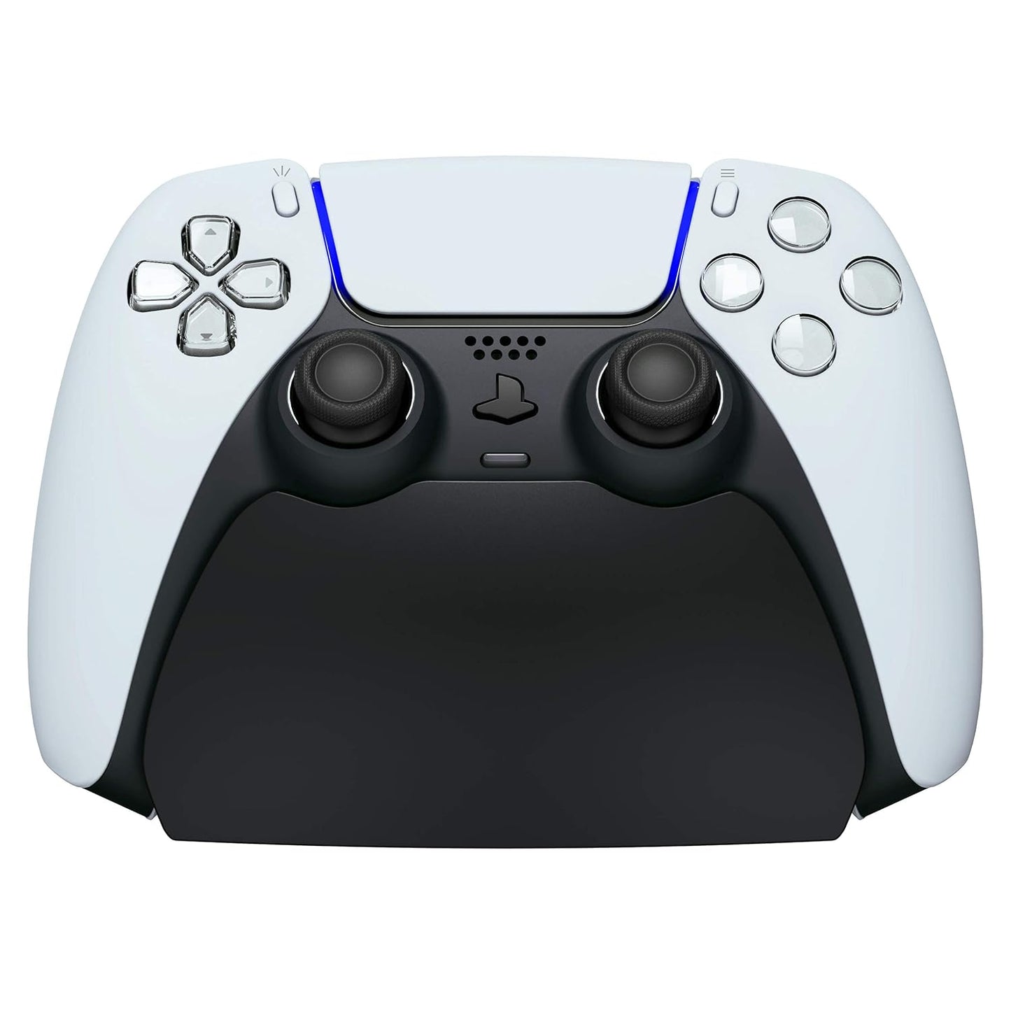 PlayVital Solid Black Controller Display Stand for ps5, Gamepad Accessories Desk Holder for ps5 Controller with Rubber Pads