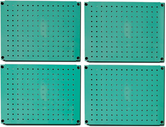 Metal Pegboard 12-Inch Tall x 16-Inch Wide Heavy Duty Wall Organizer for Home Garage Tool Storage 4pcs Green