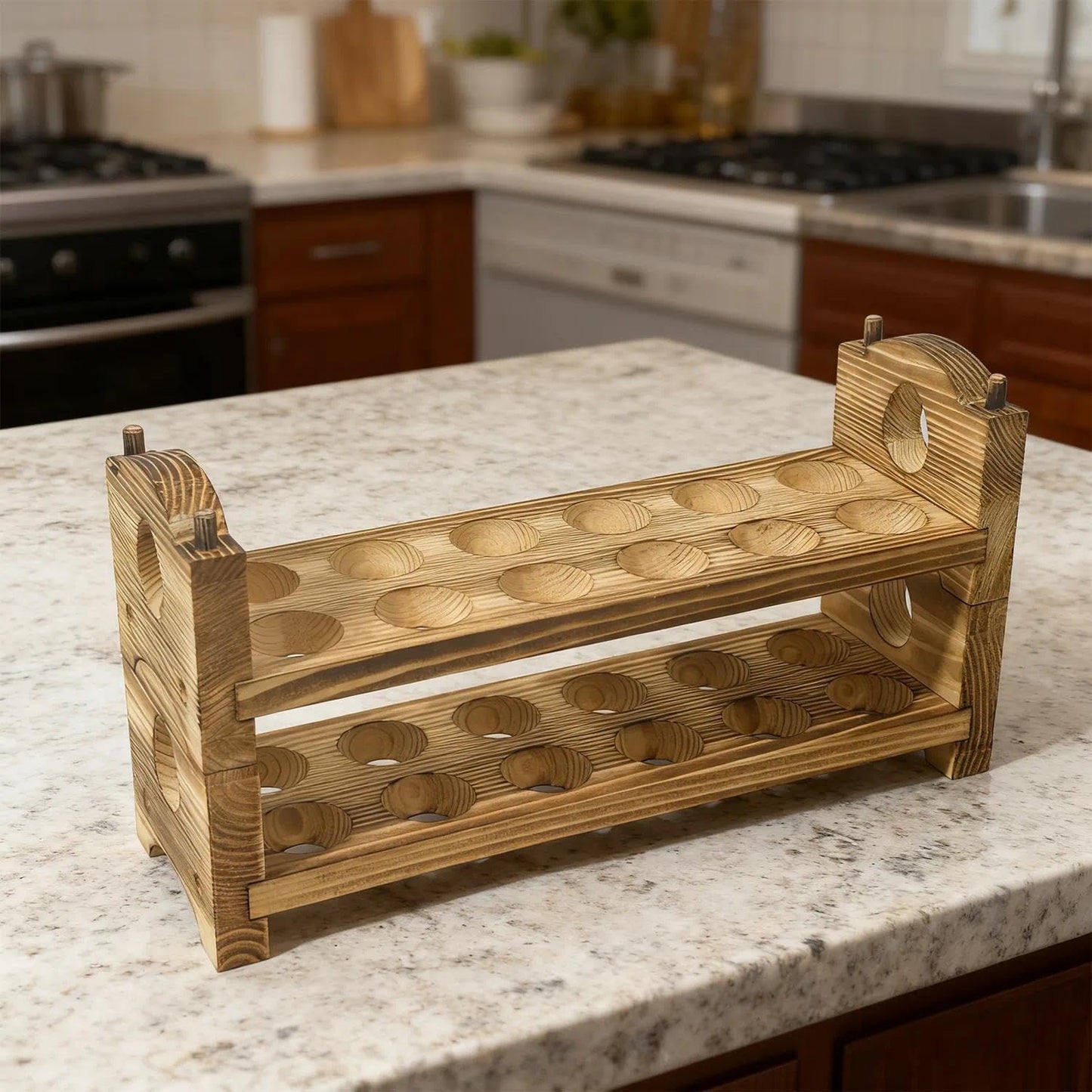 Egg Holder Countertop - Wooden Fresh Eggs Storage for Counter - Pine Wood Egg Organizer Tray Racks
