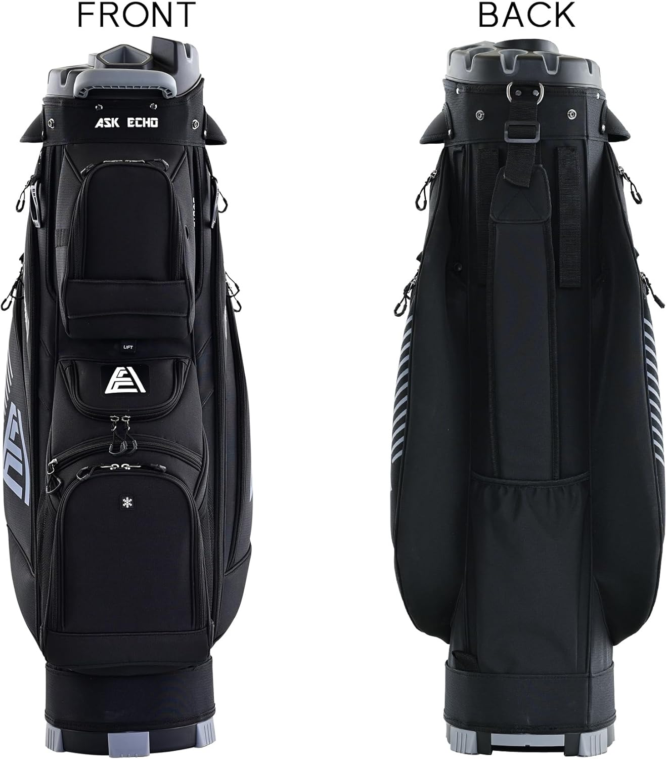 ASK ECHO 2024 T-Lock Golf Cart Bag with 14 Way Organizer Divider Top, Premium Cart Bag with Handles and Rain Cover, for Men