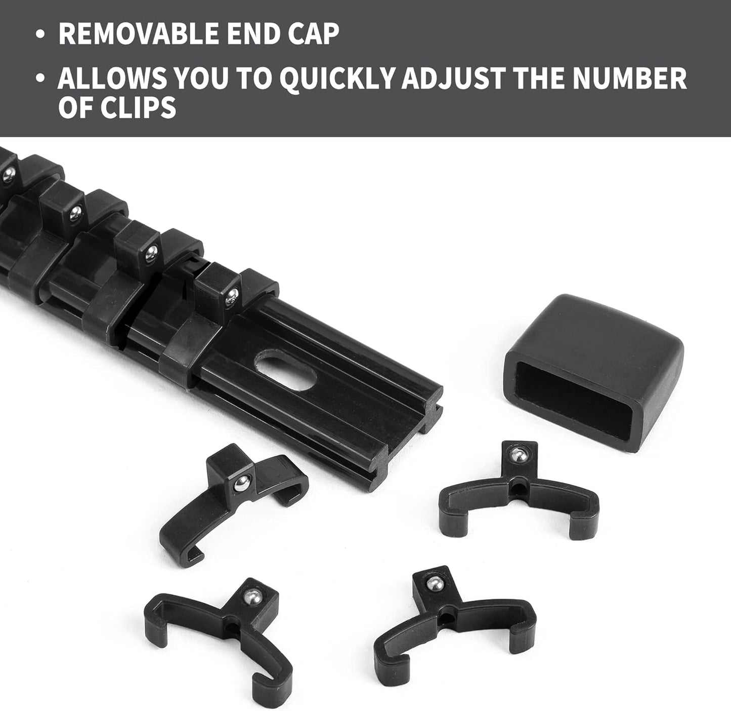 Socket Organizer Drive ABS Tools - Black Socket Holder, Premium Quality 6 Pieces Socket Holders Kit 1/4-Inch x 32 Clips, 3/8-Inch x 30 Clips, 1/2-Inch x 24 Clips（6PC,Black)