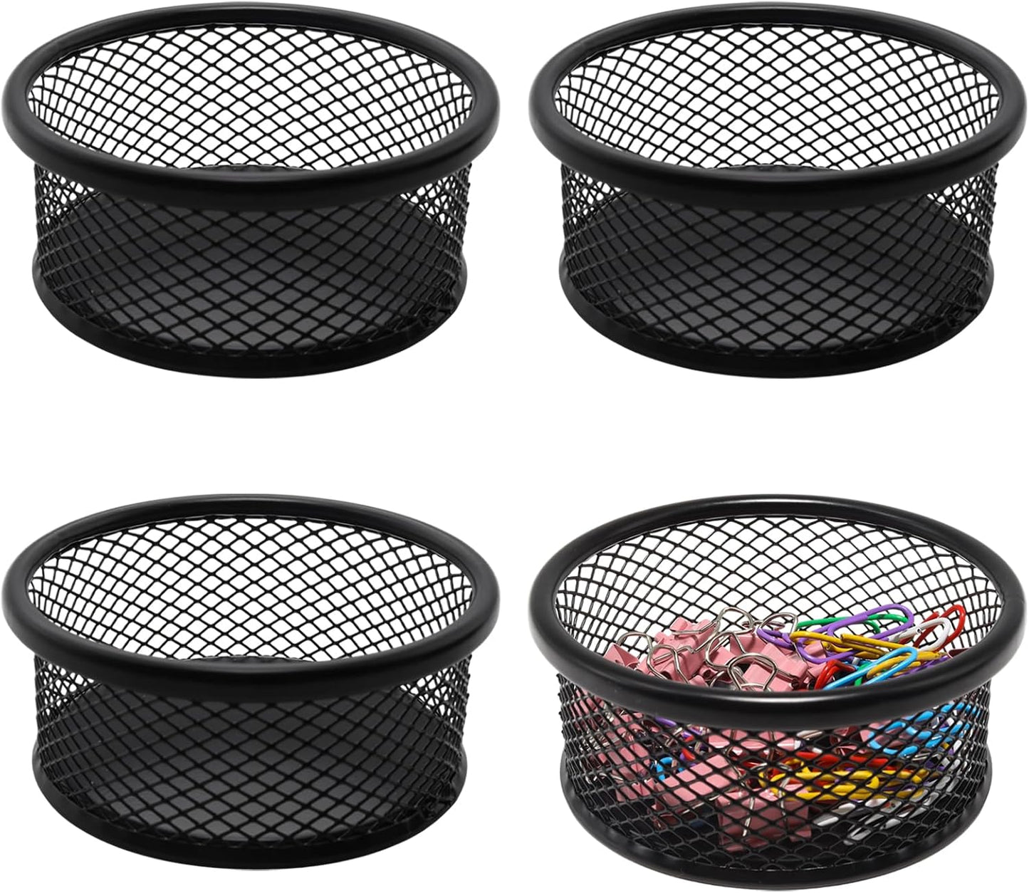 4 Pack Mesh Paper Clip Holder, Paperclip Holder for Desk, Paper Clip Dispenser Organizer