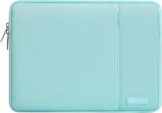 MOSISO Laptop Case 13.3 inch, 13-13.3 inch Laptop Sleeve Compatible with MacBook Air/Pro 13/Pro 14 M5 M4 M3 M2 M1, HP Dell ASUS Lenovo,Polyester Vertical Computer Sleeve Bag with Pocket, Mint Blue