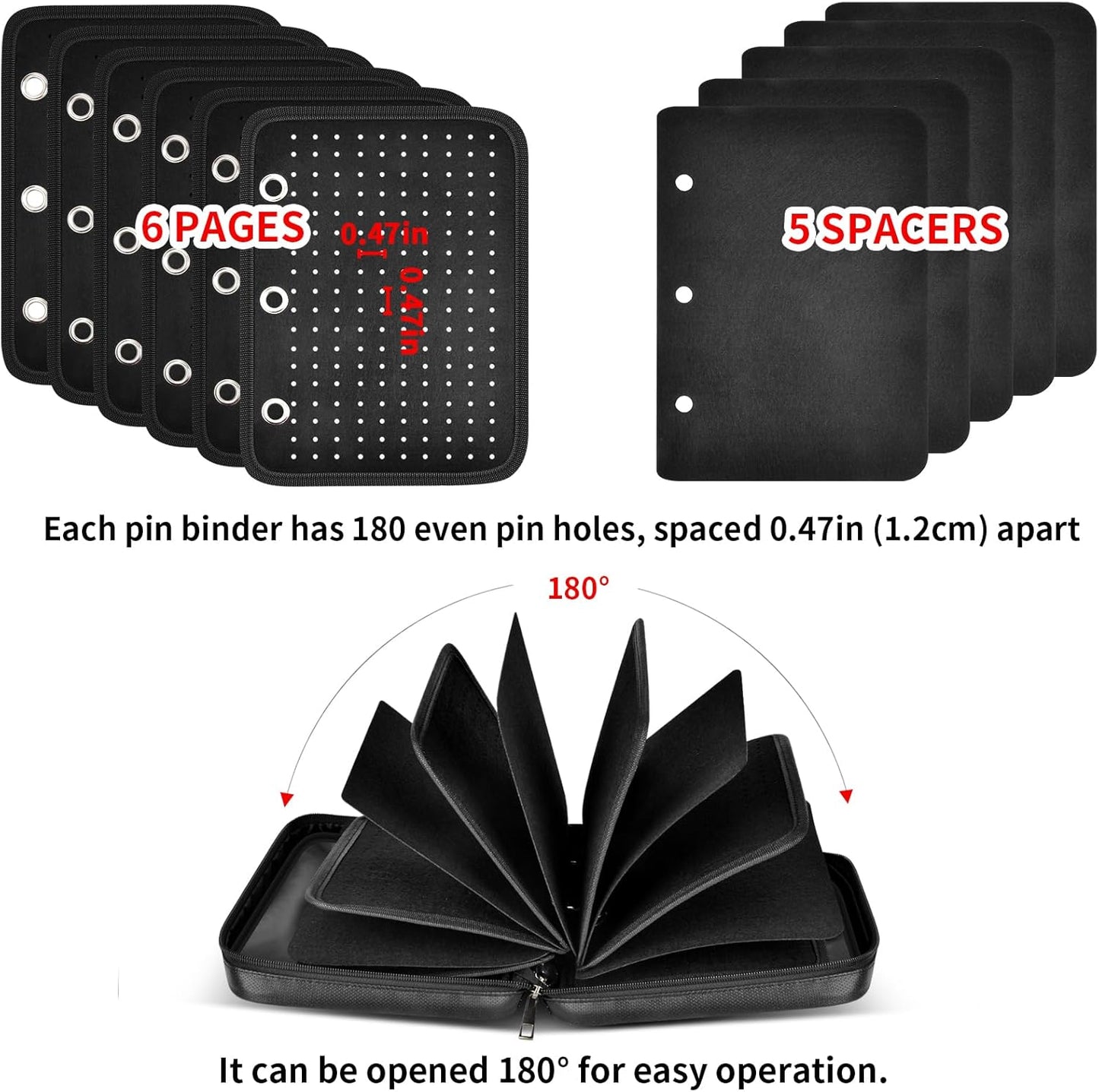 Fireproof Pin Display Book for Collectors, 6 Pages Enamel Pin Display Case, Travel Pin Trading Book, Pin Holder Board Storage for Sports Pins, Memorial Pins, Brooches, Badges, Accessories (Bag Only)