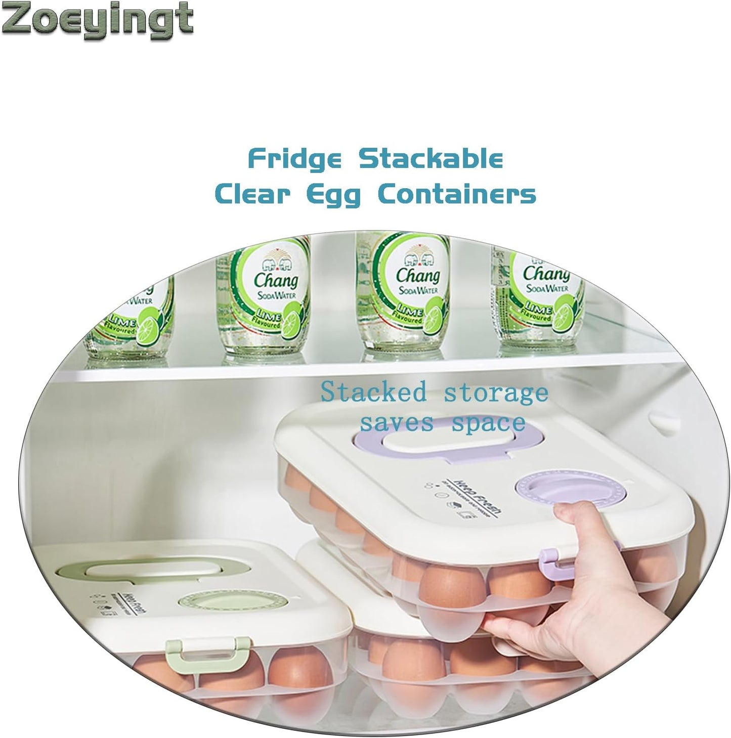 Egg Organizers for Refrigerator with Lids and Handle Home Kitchen Essentials Fridge Stackable Countertop Portable Clear Egg Containers Reusable and Storage for Keep Fresh -Pack of 2-