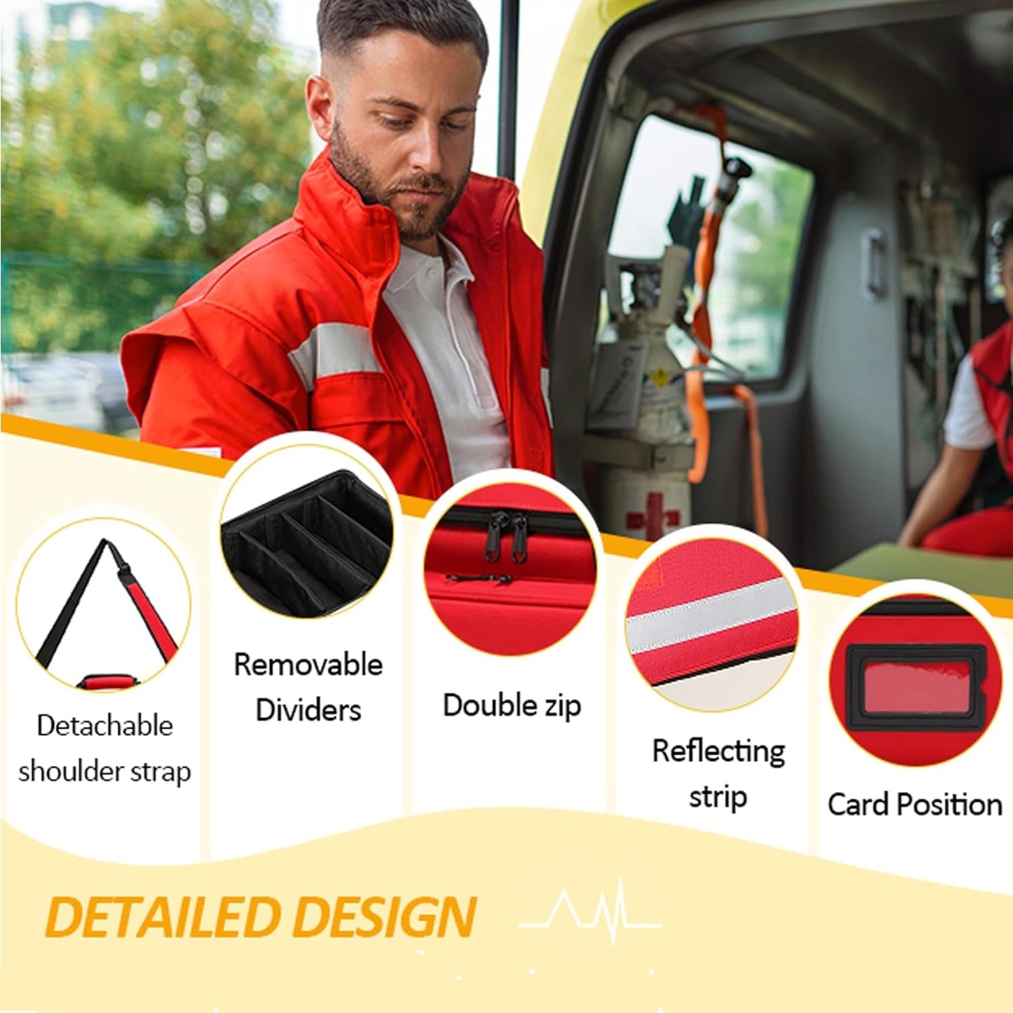 Medical Bag,First Aid Bag,First Responder Bag for Trauma,Emergency Medical Bag Organizer,Trauma Bag with Detachable Dividers for Nurses,Home Health Care, EMT(Bag Only)