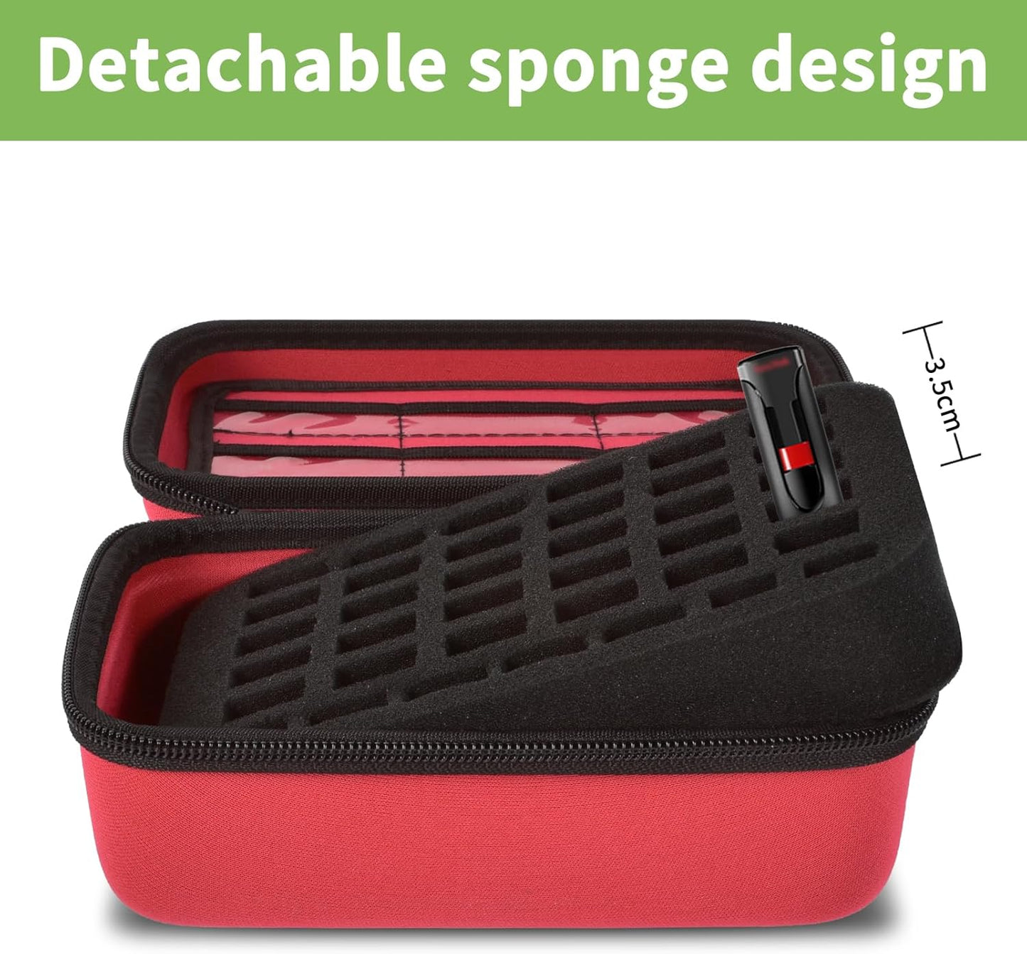 USB Flash Drive Case, SD Card/Memory Stick Pouch for SanDisk, for Samsung, for Netac, for Maspen/for SamData Thumb Drives, Hard Shell Protective Storage Organizer with Sponge- Box Only- Red