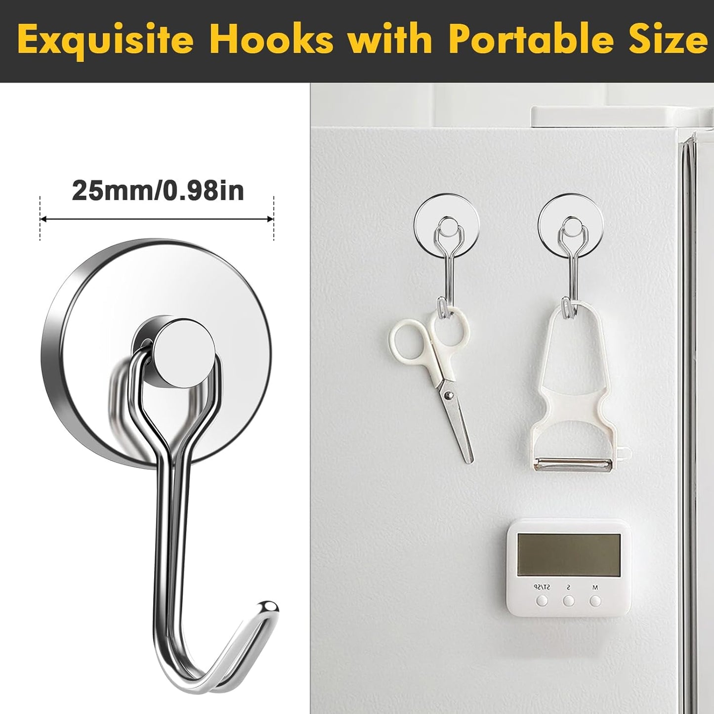 MIKEDE Magnetic Hooks, 80LB+ Swivel Swing Strong Magnetic Hooks Heavy Duty,Neodymium Cruise Hooks Magnets for Hanging, Home, Workplace, Metal Door, Office and Garage - Pack of 4