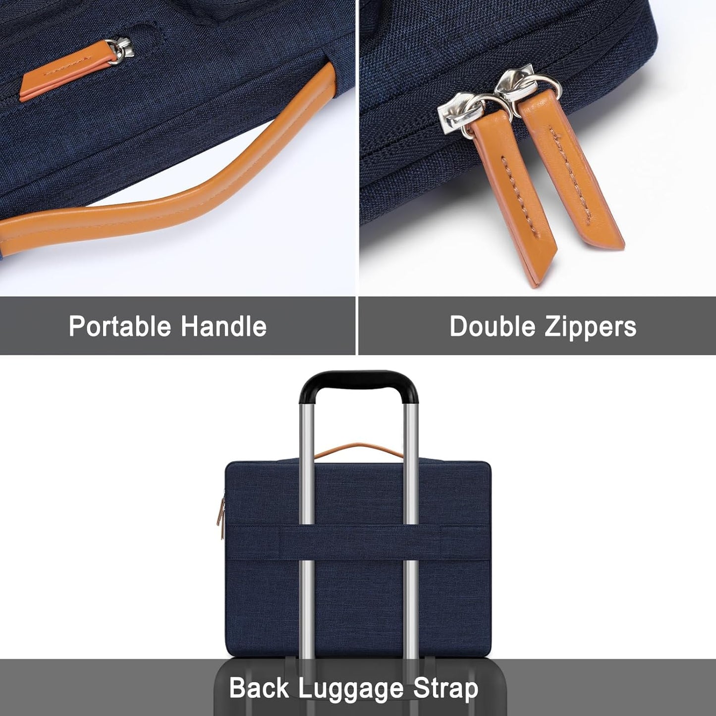 MOSISO 360 Protective Laptop Case 13 inch, 13 inch Laptop Sleeve Compatible with MacBook Air M4 M3 M2 M1 2025-2018/Pro M2 M1 2025-2016, Side Open Carrying Case with 4 Zipper Pockets&Handle, Navy Blue