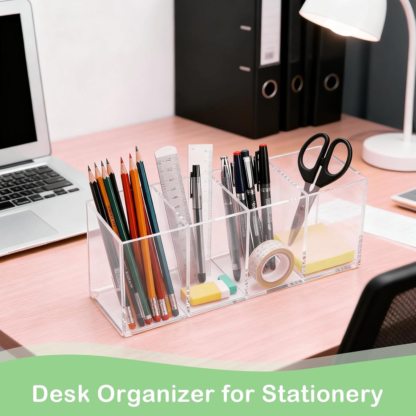 Clear Acrylic 4-Compartment Organizer Box, Large (8.7" × 3.0" × 3.7") – Handcrafted, Eco-Friendly, Minimal Packaging Home Storage Organizer
