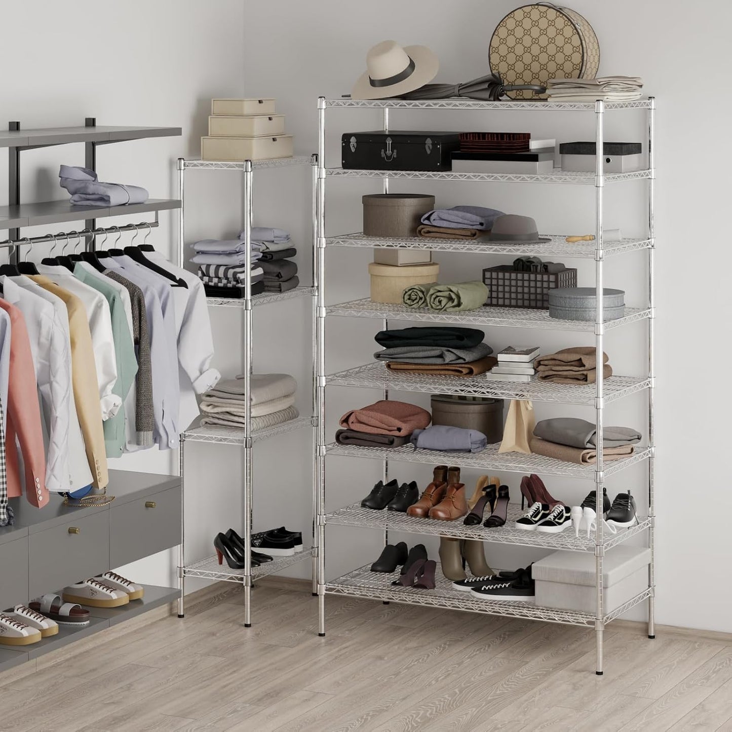24" Deep x 48" Wide x 86" Height Wire Shelving Kit | 8-Tier | NSF Commercial Storage Rack Unit