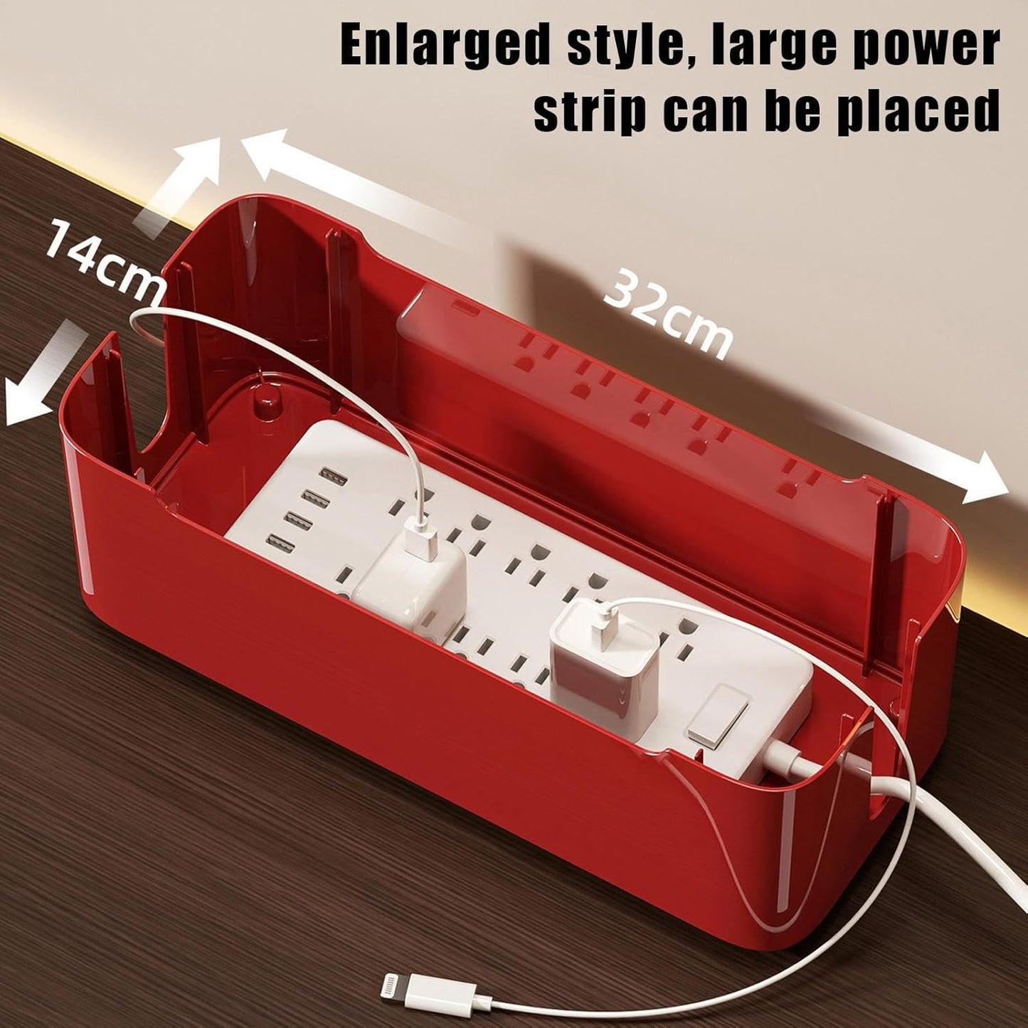Socket Storage Rack, Compact & Space-Saving, 32.5x15.5x17.5cm, Wire Storage Container, Cable Management Box, Stylish & Functional, for Home, Office, Dorm, Gaming, TV Stand, Desk, Computer