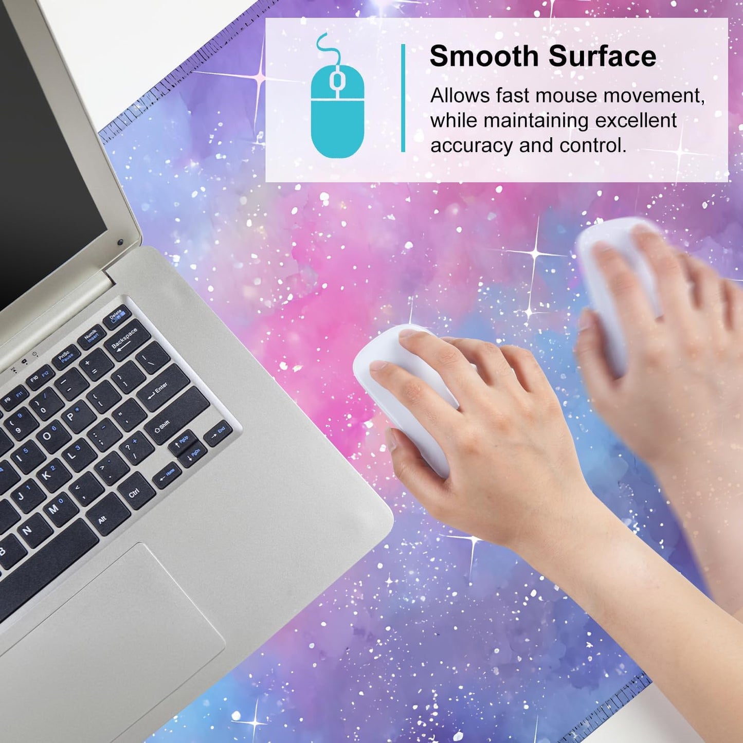 Galaxy Mouse Pad Large, Extended Gaming Desk Mat – 335.43 x 15.75 in – Watercolor Nebula Starry Sky Design, Stitched Edges, Non-Slip Base, Keyboard and Mouse Pad for Office & Home