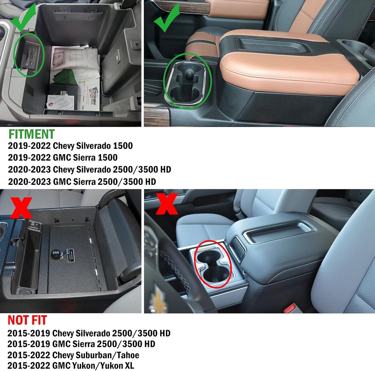 Full Size Center Console Armrest Box Organizer Tray for 2019-2022 Chevy Silverado/GMC Sierra 1500 and 2020-2023 Silverado/Sierra 2500/3500 HD (Full Console w/Bucket Seats ONLY) Blue Trim